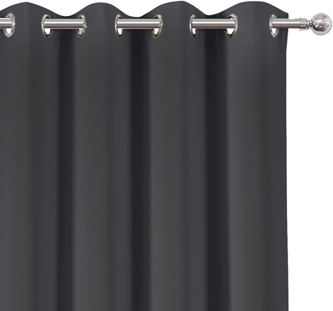 LEMOMO Blackout Curtains 66 x 54 Inch Long Dark Grey Curtains Set of 2 Panels - Image 6