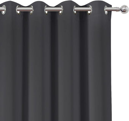 LEMOMO Blackout Curtains 66 x 54 Inch Long Dark Grey Curtains Set of 2 Panels - Image 6