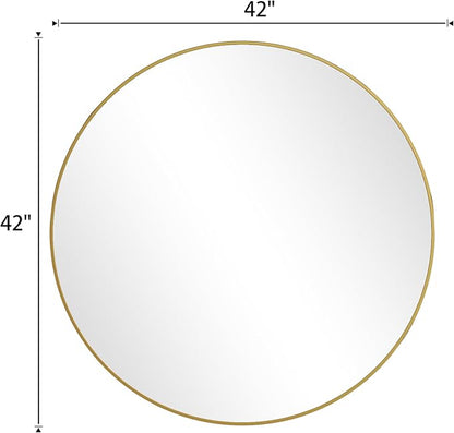BEAUTYPEAK 42 Inch Round Mirror, Metal Frame Circle Mirror, Wall Mounted - Image 7