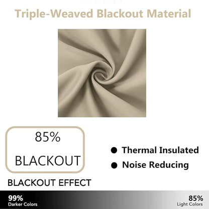 LEMOMO Beige Thermal Blackout Curtains/42 x 63 Inch/Set of 2 Panels Room - Image 3