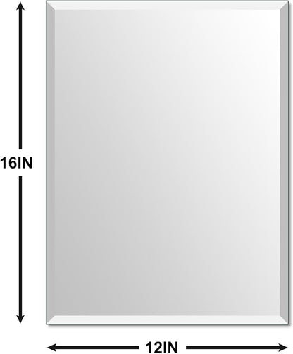 Beveled Bathroom Mirror for Wall, Rectangle Frameless Wall Mirror 16" x 12" - Image 2