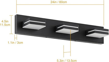 SineRise LED Modern Bathroom Vanity Light Fixtures, Dimmable Matte Black Modern - Image 7
