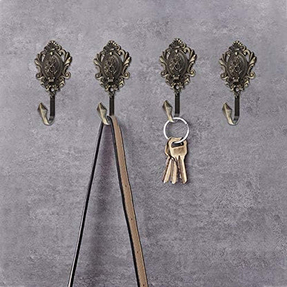 2Pcs Curtain Tiebacks Hook Vintage Bronze Rose Pattern Carved Wall Hooks Key - Image 5