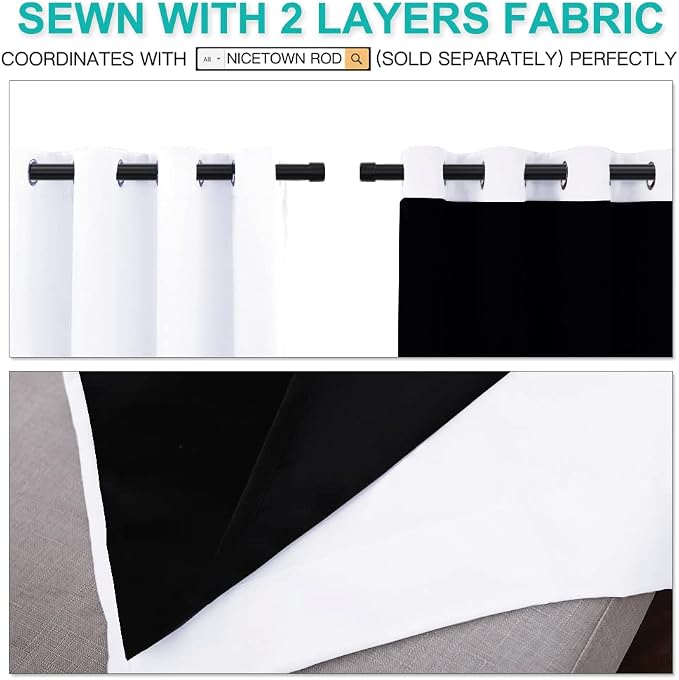 NICETOWN 100% Blackout Window Curtain Panels, Cold and Full Light Blocking - Image 7