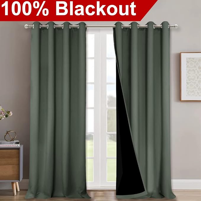 NICETOWN Dark Mallard 100% Blackout Curtains - Image 2