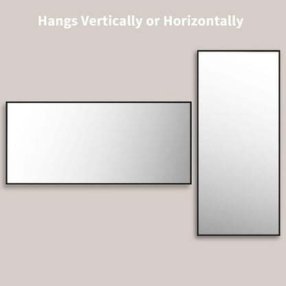 LOAAO 72"X32" Black Rectangle Bathroom Mirror Wall, Matte Black Aluminum Alloy - Image 4