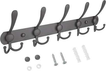 TICONN Wall Mounted Coat Rack, Five Heavy Duty Tri Hooks All Metal Construction by TICONN