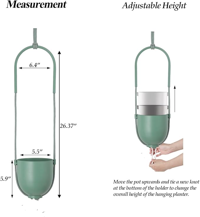 Metal Hanging Planter for Indoor Outdoor Plants Modern Wall and Ceiling Hanging Plant Holder Boho Flower Pot Hanger for Vines Succulents Ferns Room Decor(Green)
