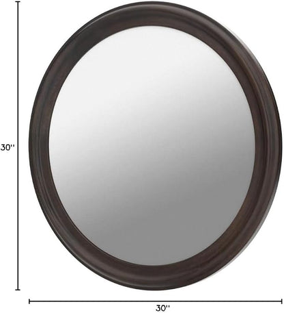 CULER Round Wall Mirrors 30 Inch, Wood Rustic Decorative Transitional Mirror - Image 10