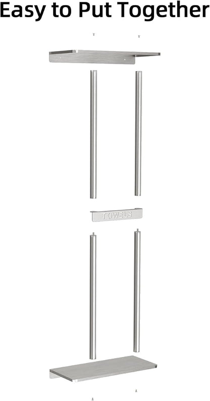 STWWO Bathroom Towel Storage for Bathroom, Wall Towel Rack for Rolled Towels - Image 5
