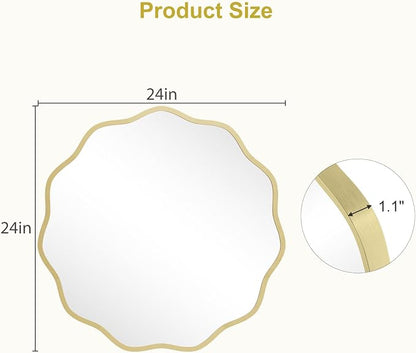WallBeyond Round Wavy Mirror for Wall Decorative 24 inch, Modern Round Mirror - Image 6