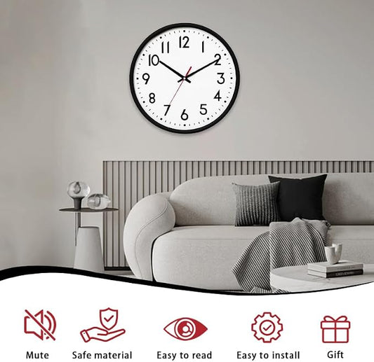 HZDHCLH Wall Clock Black, Silent Wall Clocks Battery Operated 8 Inch Modern Non - Image 2