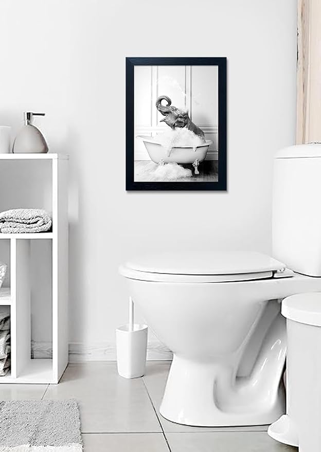 Framed Bathroom Decor Wall Art Elephant in Bathtub Pictures Wall Decor Funny - Image 7