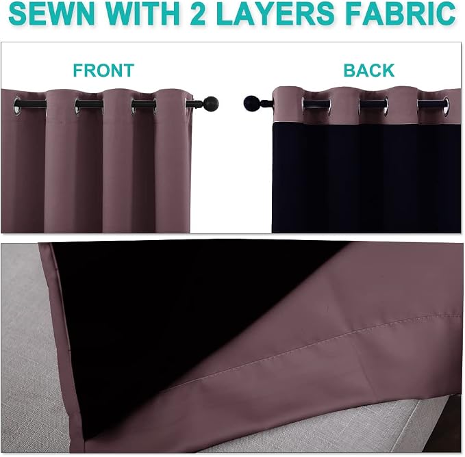 NICETOWN Room Warming Thermal Insulated 100% Blackout Curtains, Sound Proof - Image 5