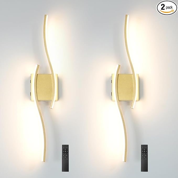 Battery Operated Wall Sconce Set of 2, Dimmable Cordless Battery Wall Sconces by Daunton