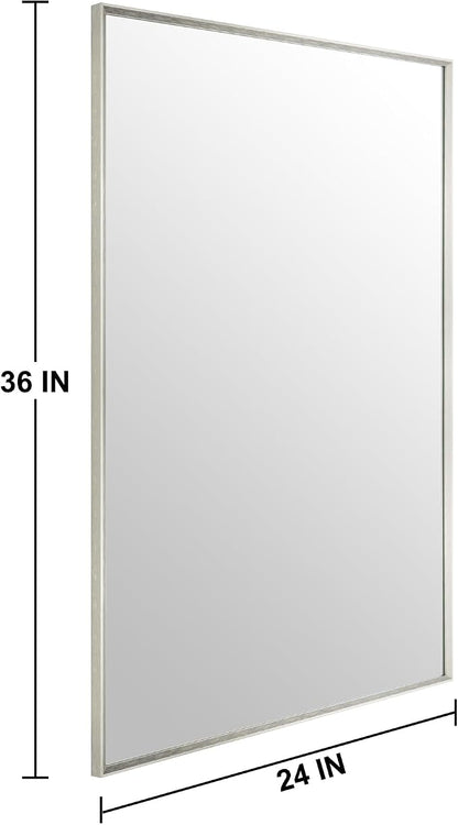 Bathroom Mirror for Wall, 36x24 Inch Metal Framed Mirror, Brushed Nickel - Image 5