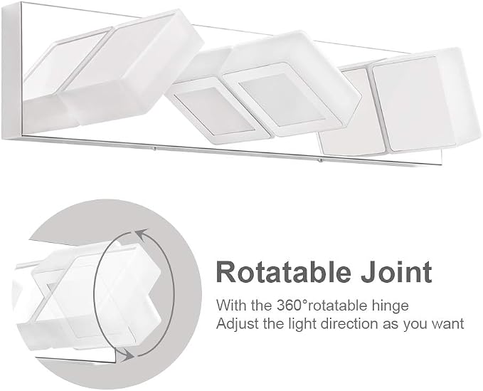 Ralbay Modern LED Chrome Vanity Light Acrylic Stainless Steel - Image 2