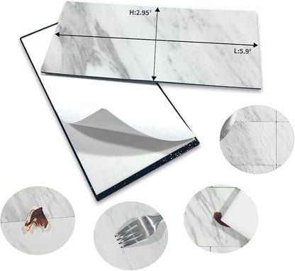 AULIGET 100-Piece White Marble Look Peel and Stick Backsplash Wall Tiles - Image 5
