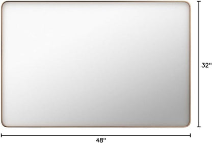 LOAAO 48”X32” Gold Bathroom Mirror, Rounded Rectangle Gold Frame Mirror - Image 9