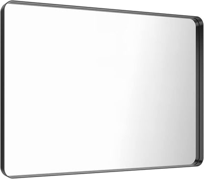 LOAAO 48X32 Inch Black Metal Framed Bathroom Mirror - Image 3