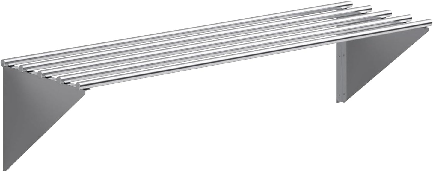 AmGood 18 in. x 60 in. NSF Stainless Steel Tubular Wall Shelf | Heavy-Duty Metal Shelving for Appliances & Equipment | Ideal for Kitchen, Restaurant, Garage, Laundry, Utility Room