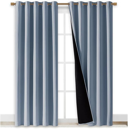 NICETOWN 100% Blackout Window Curtain Panels, Vintage Blue, 2 Pieces, Cold and - Image 2