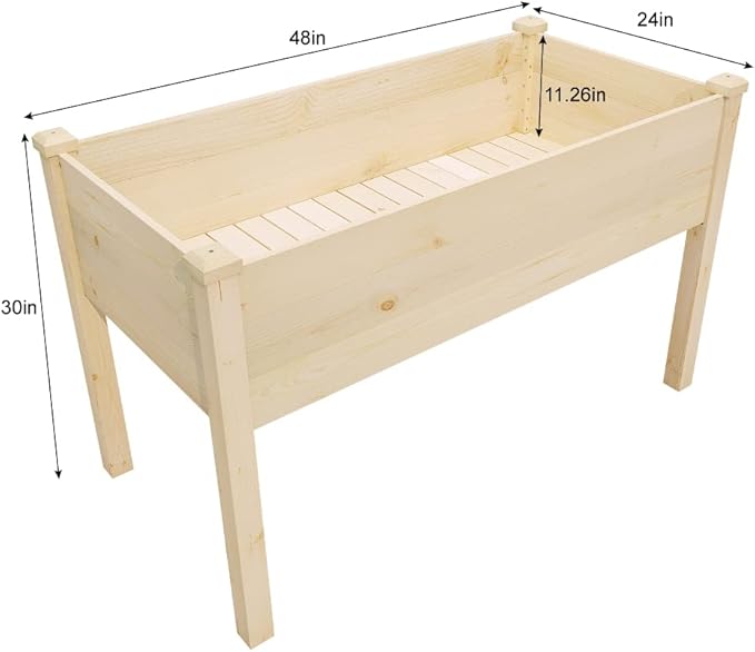 Raised Garden Bed 48.5x24.4x30 Inch, Elevated Wood Planter Box with Legs for Vegetable Flower Herb Outdoors Backyard, Patio, Balcony with Liner (Natural Wood)