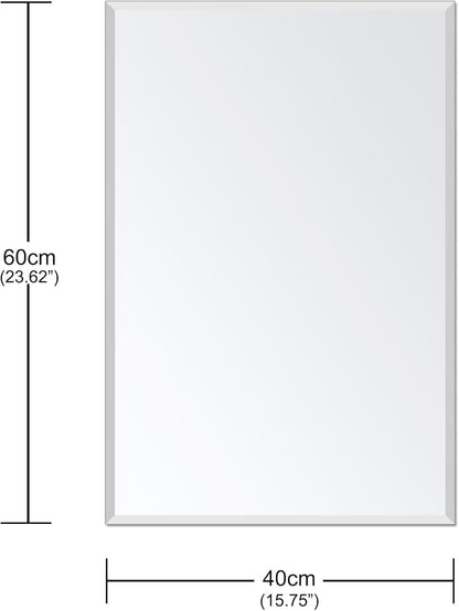 Frameless Bathroom Mirror for Wall, Rectangle Beveled Edge Mirror for Over Sink - Image 3