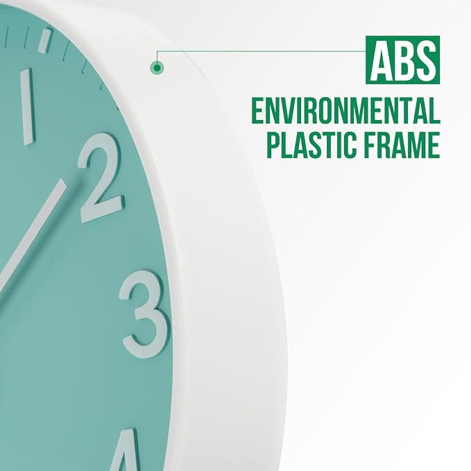 Wall Clock 12 Inch Mint Green Modern Simple Quartz Decorative Clock Non-Ticking - Image 4