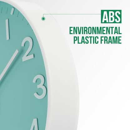 Wall Clock 12 Inch Mint Green Modern Simple Quartz Decorative Clock Non-Ticking - Image 4