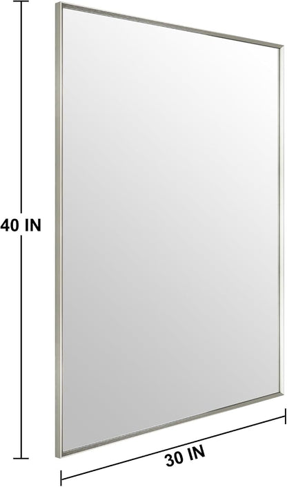 Bathroom Mirror for Wall, 30x40 Inch Metal Framed Mirror, Brushed Nickel - Image 4