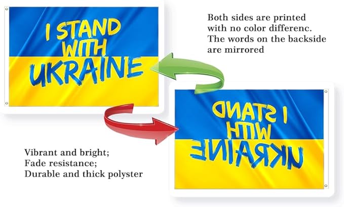 I Stand with Ukraine Flag Extra Large Flag 6x10FT Giant Ukrainian National Polyester Banner With 3 Grommets Fade Resistant Vivid Color For Patriotic Festival Events Party Decoration