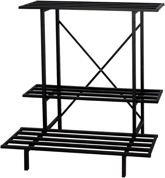 Zhongma 3 Tier Plant Stand Space-Saving Heavy Duty Plant Holder for Balcony, Home, Garden ,Metal Sturdy Plant Stand for Indoor and Outdoor