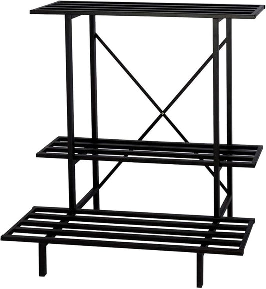 Zhongma 3 Tier Plant Stand Space-Saving Heavy Duty Plant Holder for Balcony, Home, Garden ,Metal Sturdy Plant Stand for Indoor and Outdoor
