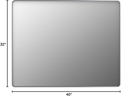 LOAAO 40X32 Inch Brushed Nickel Bathroom Mirror, Rounded Rectangle Silver Metal - Image 9