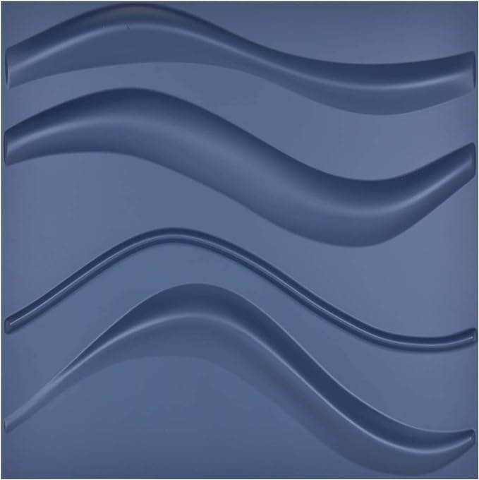 Art3d Navy Blue 3D Wall Panel PVC Slim Wave Covers 32 Sqft, by Art3d