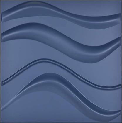 Art3d Navy Blue 3D Wall Panel PVC Slim Wave Covers 32 Sqft, by Art3d