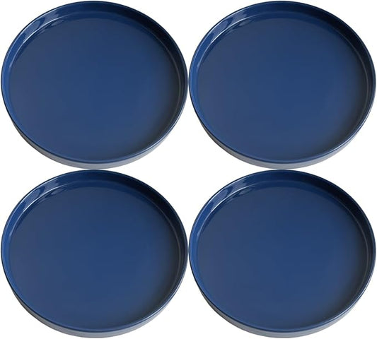 Plant Saucer Pot Tray Planter Saucers 4 Pack 4 5 6 7 8 9 10 11 12 13 15 Inch for Indoors Outdoor, Durable Sturdy Ceramic Flower Drainage drip Water Tray for Glazed Pots Base (4.7 Inch-Blue)