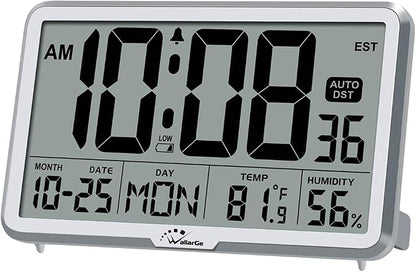 WallarGe Auto Set Digital Wall Clock Battery Operated, Desk Clocks by WallarGe