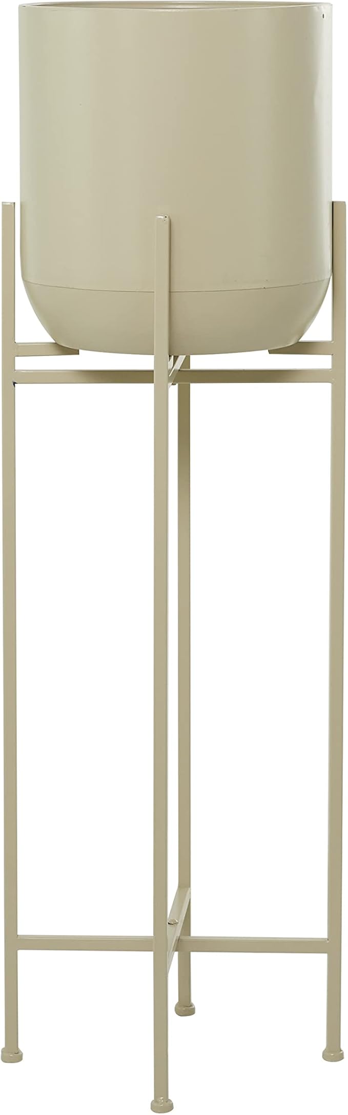 Deco 79 CosmoLiving by Cosmopolitan Metal Round Planter with Removable Stand, 13" x 13" x 42", Beige