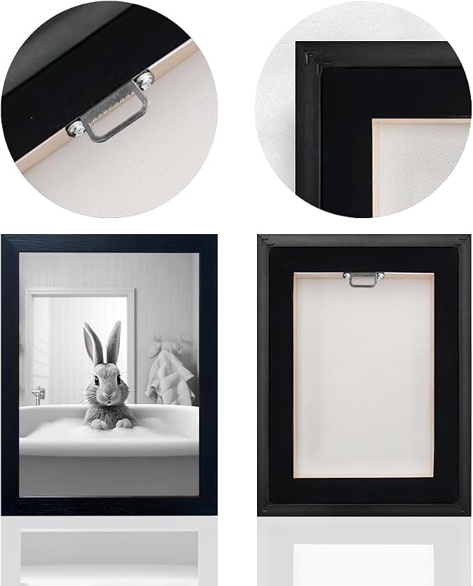 Kids Bathroom Decor, Funny Rabbit in Bathtub, Framed Farmhouse Picture Wall - Image 4