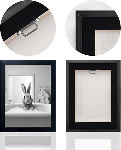 Kids Bathroom Decor, Funny Rabbit in Bathtub, Framed Farmhouse Picture Wall - Image 4
