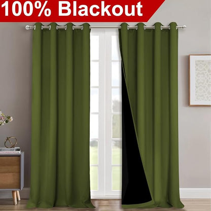NICETOWN 100% Blackout Blinds, Olive Green, Laundry Room Decor Window Treatment - Image 2