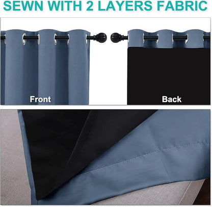 NICETOWN 100% Blackout Blinds, Stone Blue, Laundry Room Decor Window Treatment - Image 5