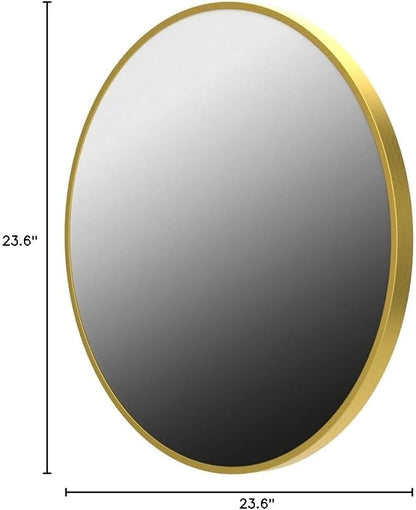 HARRITPURE 24 Inch Round Mirror, Modern Aluminum Alloy Frame Wall Mounted - Image 10
