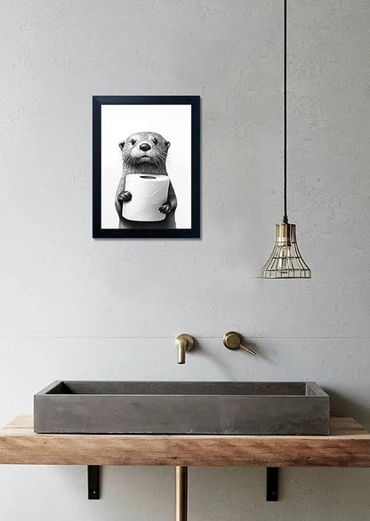 Framed Animal Bathroom Wall Art, Funny Bathroom Wall Decor, Toilet Paper in - Image 9