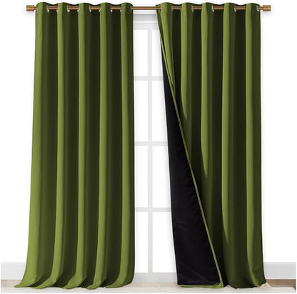 NICETOWN Total Shade Curtains and Draperies, Olive Green, Package of 2 - Image 2