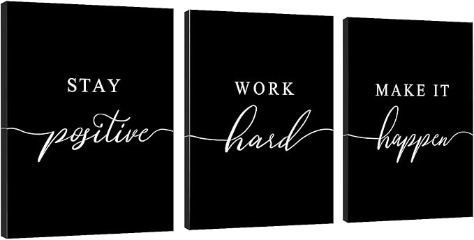 Stay Positive Letters Artwork, Framed Canvas Wall Art Positive Quote, Office by EPHANYART
