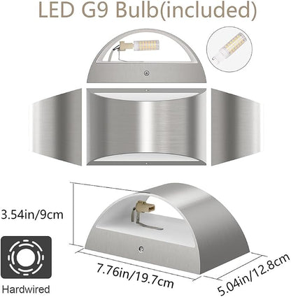 Aipsun Nickel Modern LED Wall Sconce Hardwired Indoor Wall Lights Set of 2 Up - Image 3