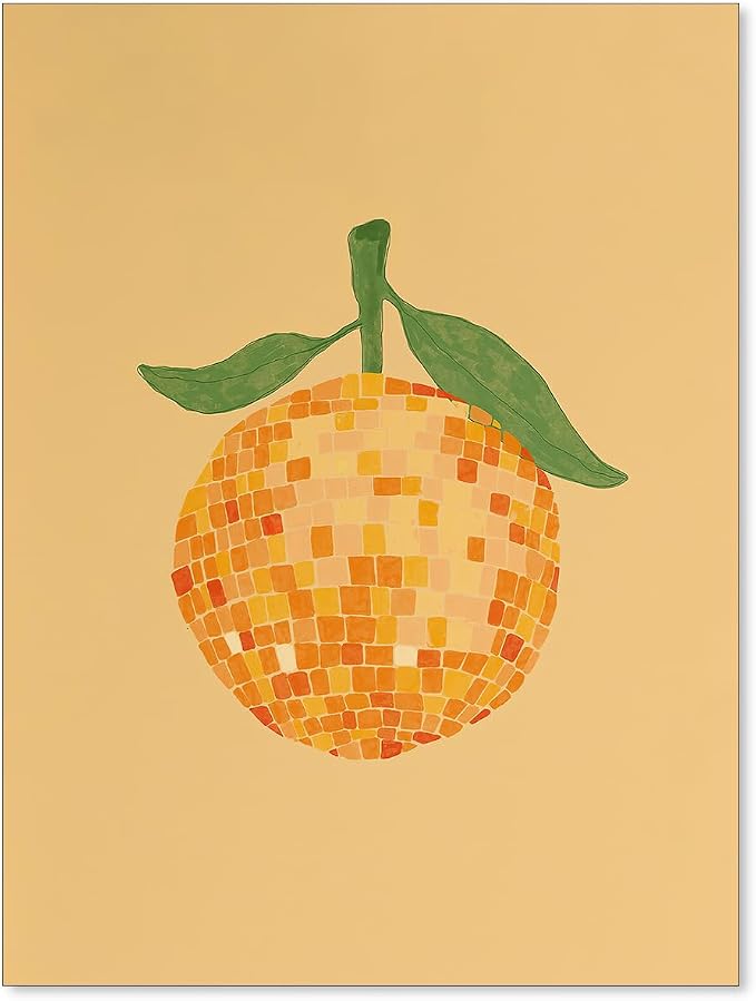 jkahh Retro Funky Orange Canvas Wall Art Fashion Disco Ball Aesthetic Posters by Unknown